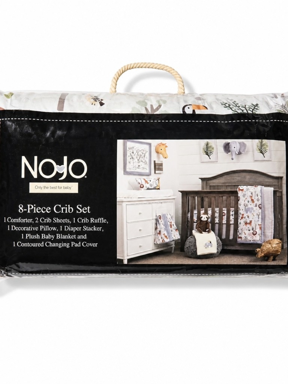 NoJo Neutral Safari 8-Piece Crib Bedding Set